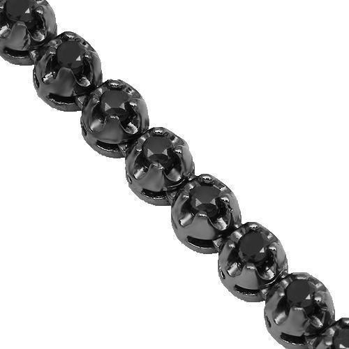 10K Gold Black Rhodium Plated Mens Black Diamond Tennis Chain 9.00 Ctw