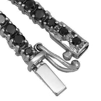 Thumbnail for 10K White Gold Mens Black Diamond Tennis Chain 13.00 Ctw