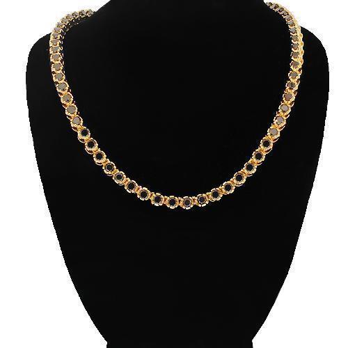 10K Yellow Gold Mens Black Diamond Tennis Chain 5 mm