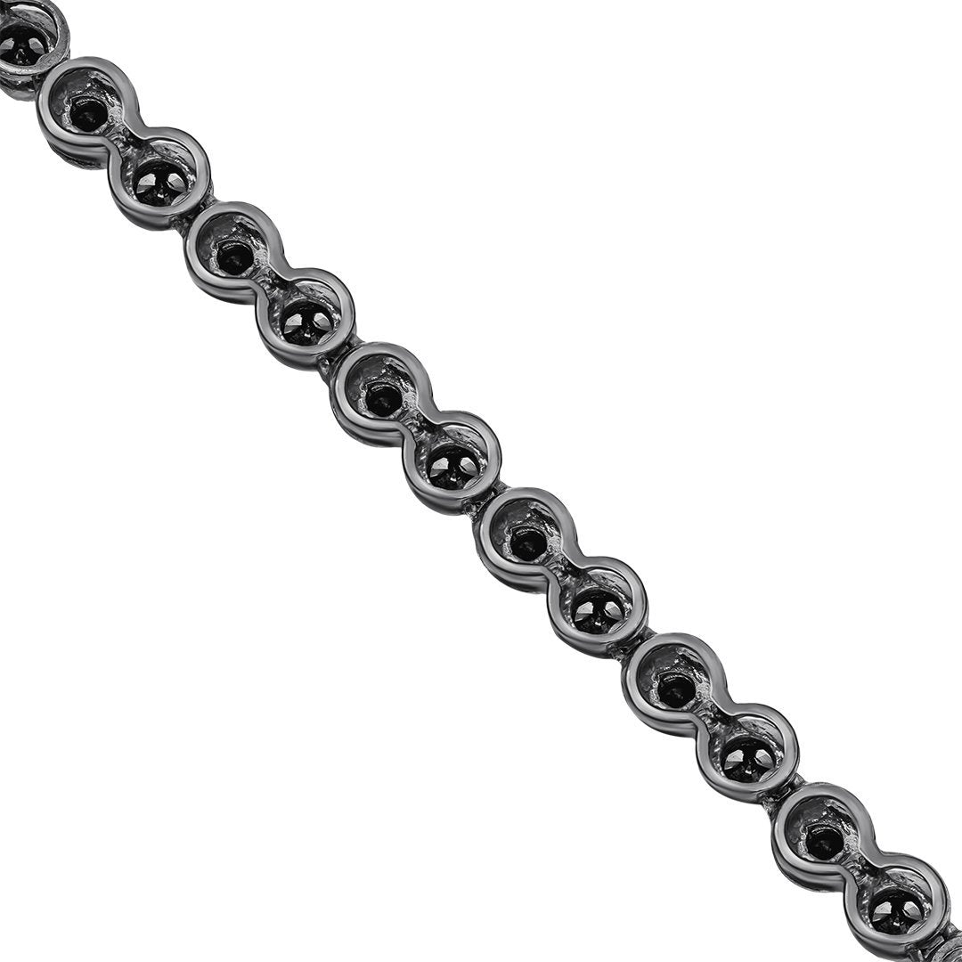 14K GOLD BLACK RHODIUM PLATED MENS DIAMOND TENNIS CHAIN WITH BLACK DIAMONDS 13 CTW