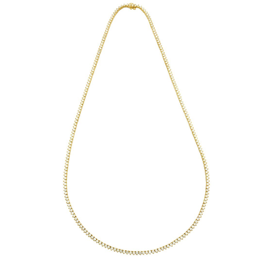 Diamond Tennis Chain in 10k Yellow Gold 26 inches 15.25 Ctw 4 mm