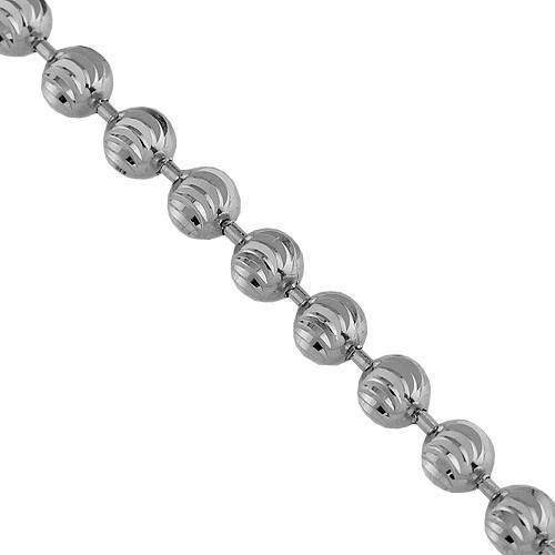 10K White Gold Ball Bead Chain 3 mm