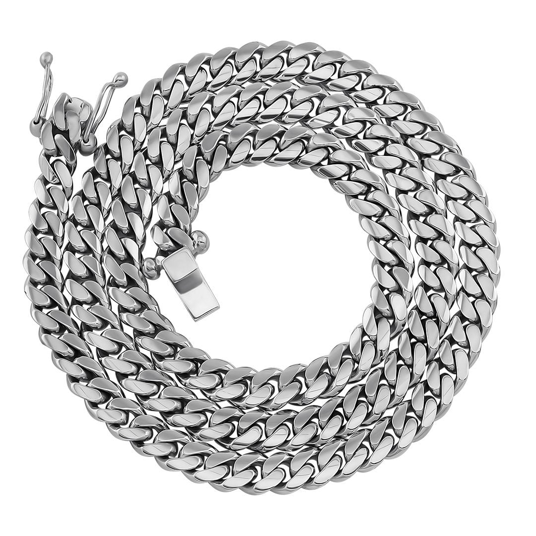 10k White Gold Cuban Link Chain 8.5 mm