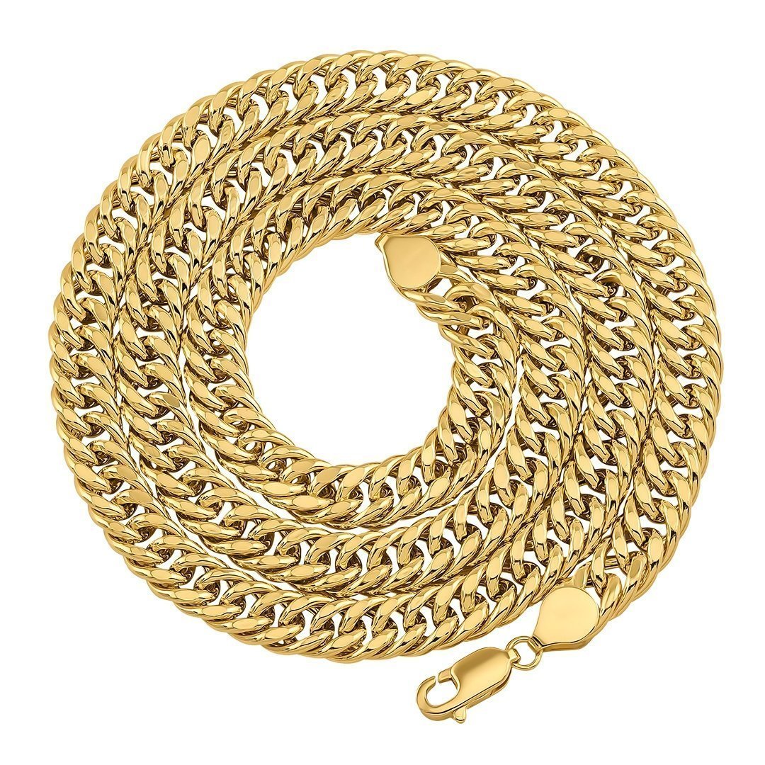 10K Yellow Gold Double Link Cuban Chain 7 mm