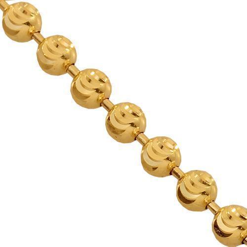 10K Yellow Gold Mens Ball Bead Moon Chain 3 mm