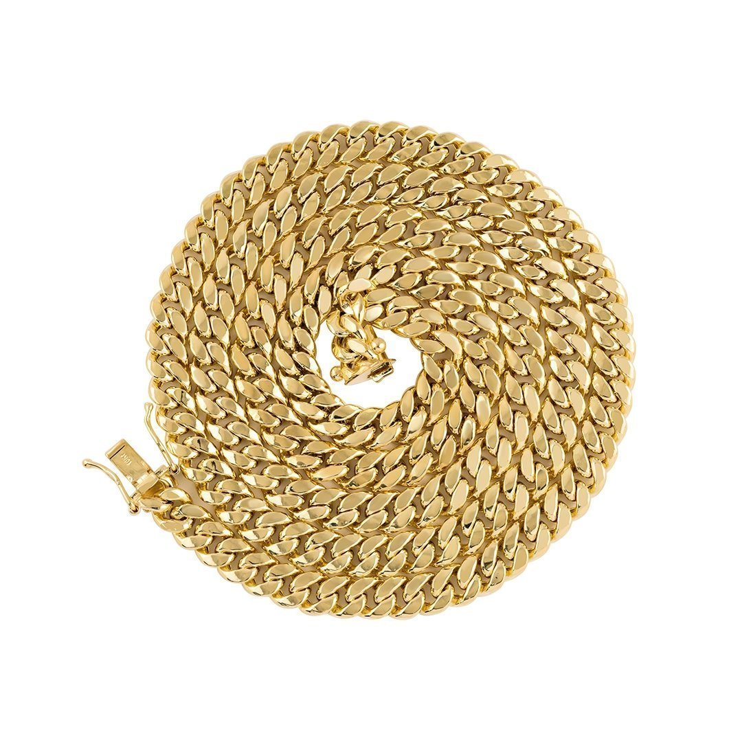 10k Yellow Semi-Solid Gold Cuban Link Chain 5.5 mm