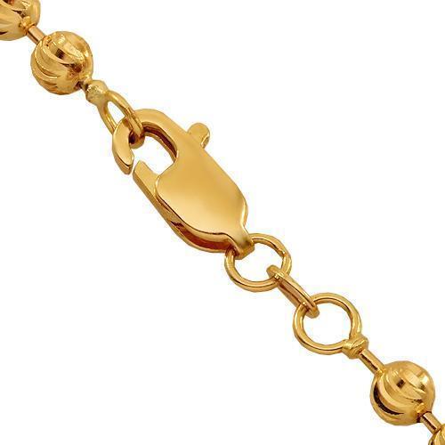 14K Yellow Gold Mens Moon Ball Bead Chain 4 mm