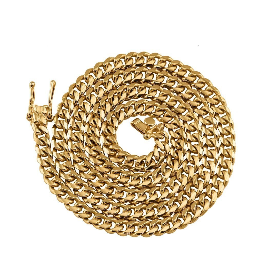 14k Yellow Gold Miami Cuban Link Chain 5 mm