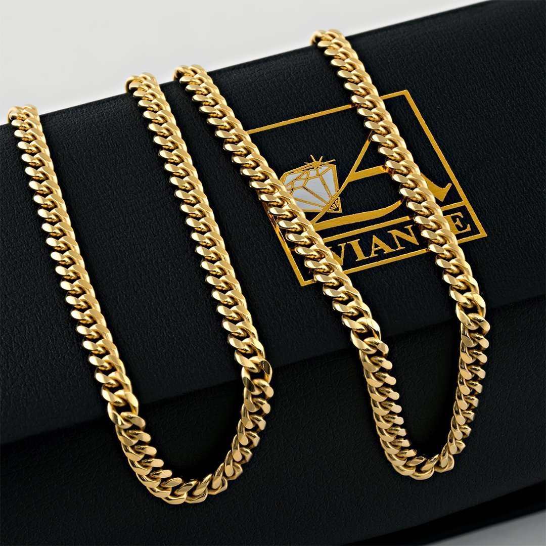 14k Yellow Gold Miami Cuban Link Chain 5 mm