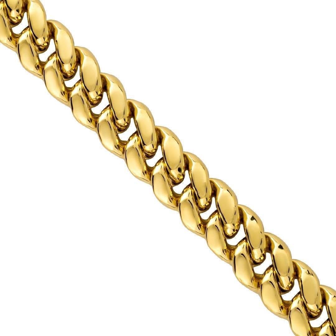 14k Yellow Gold Semi-Solid Cuban Link Chain 6.5 mm