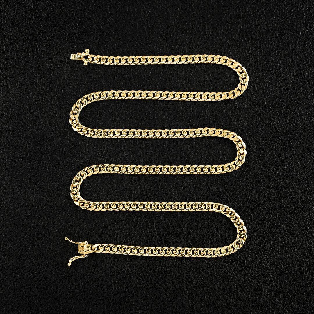 14k Yellow Hollow Gold Cuban Link Chain 5.5 mm