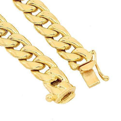 18K Yellow Solid Gold Cuban Chain 4 mm