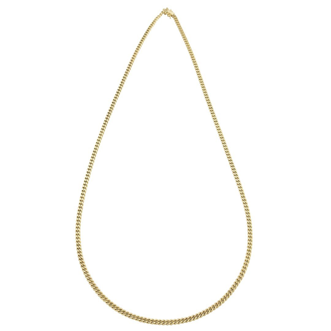 Mens Cuban Link Chain in 14k Yellow Solid Gold 4 mm