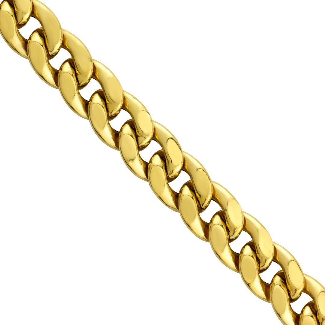 Mens Hollow Cuban Link Chain in 10k Gold 34 inches