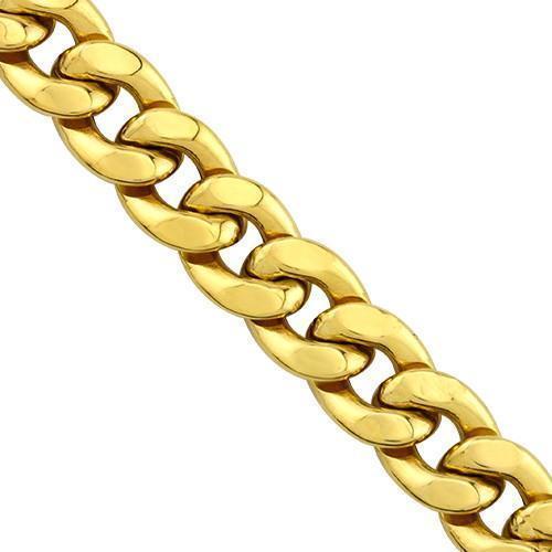 Mens Hollow Cuban Link Chain in 10k Yellow Gold 10 mm