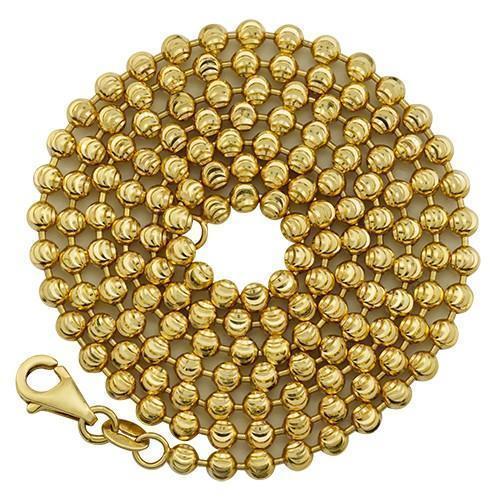 Moon Cut Ball Bead Chain in 14k Yellow Gold 3 mm