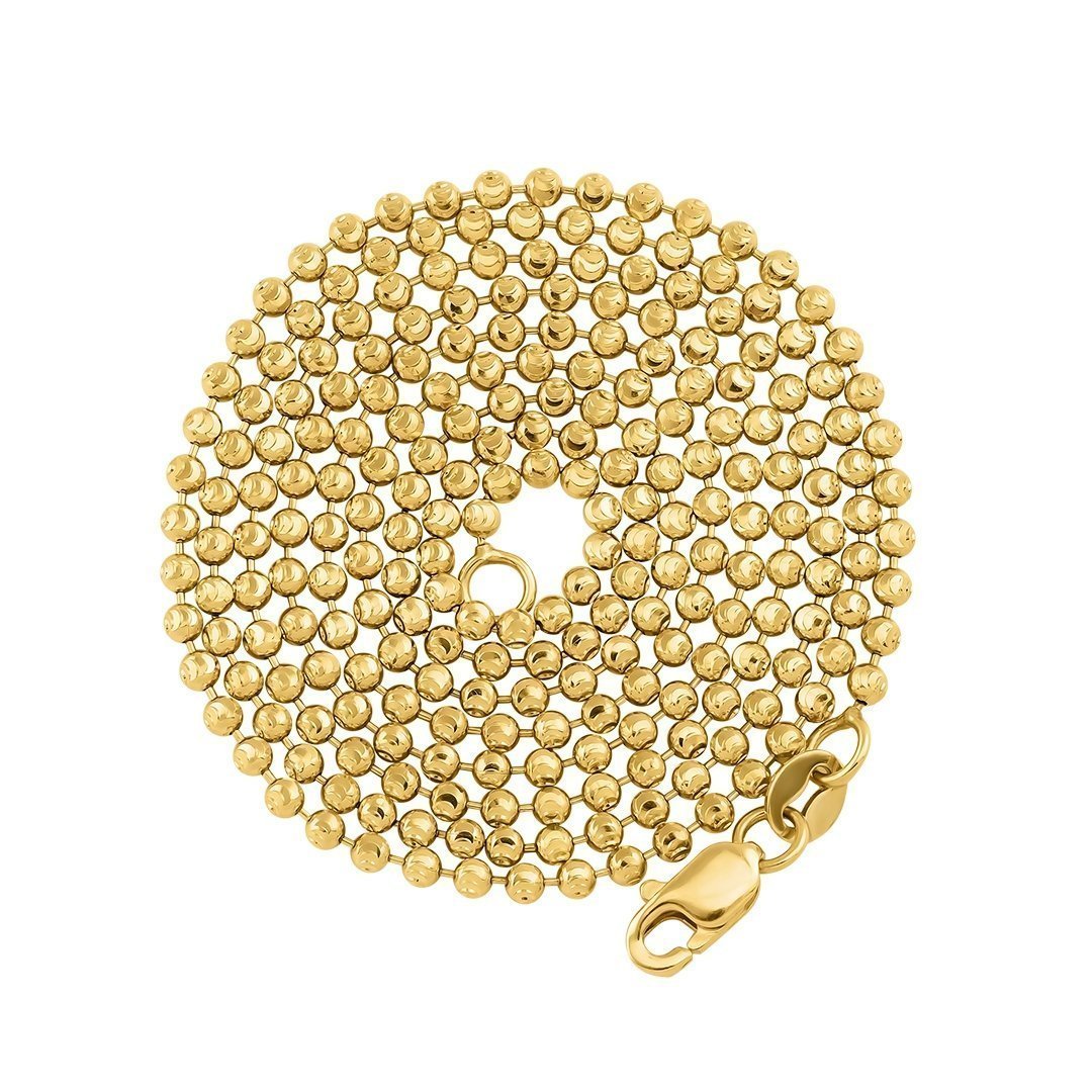 Moon Cut Ball Chain in 10k Yellow Gold 1.7 mm