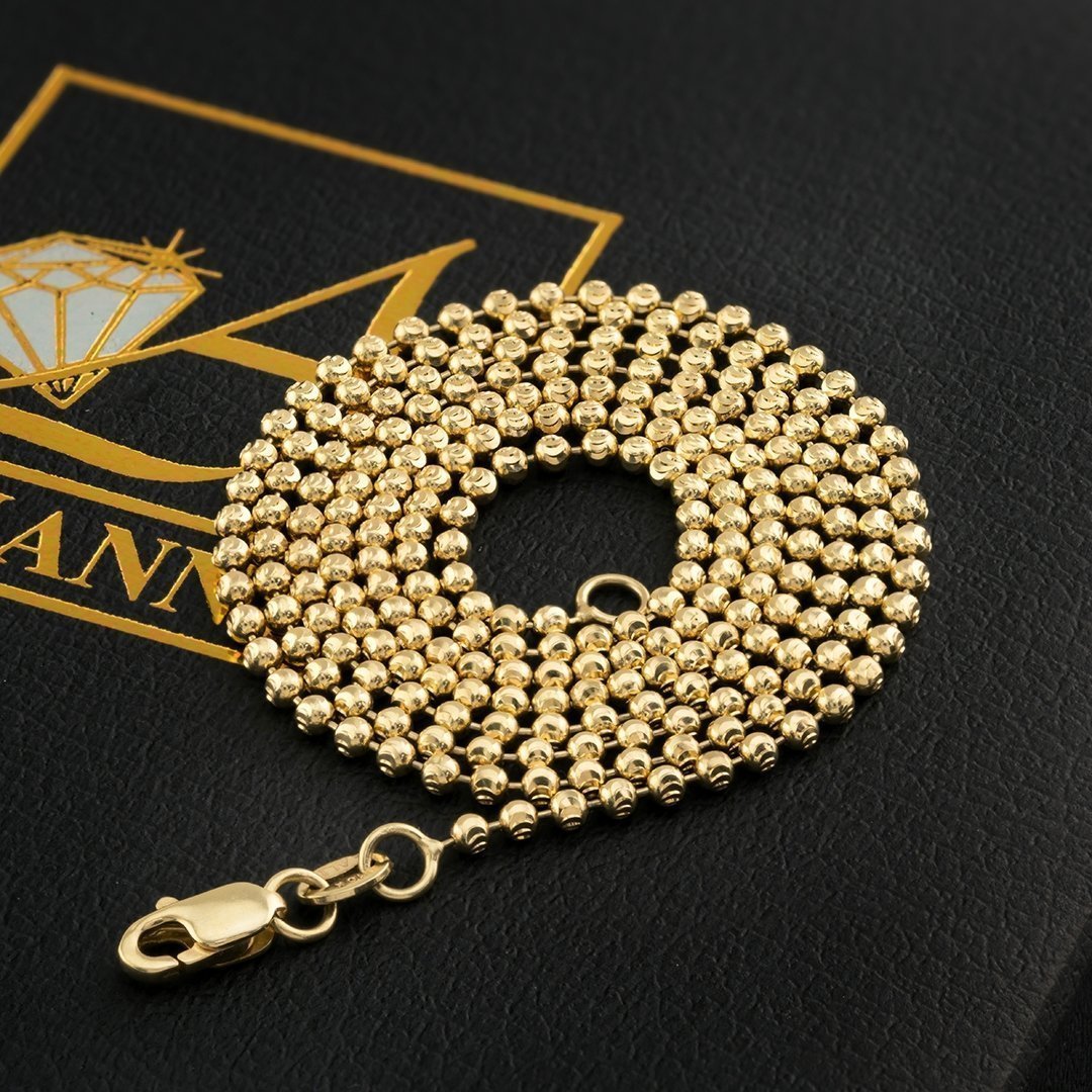 Moon Cut Ball Chain in 10k Yellow Gold 1.7 mm