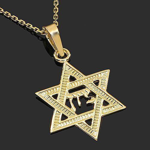 Yellow 14K Yellow Solid Gold Star of David Pendant