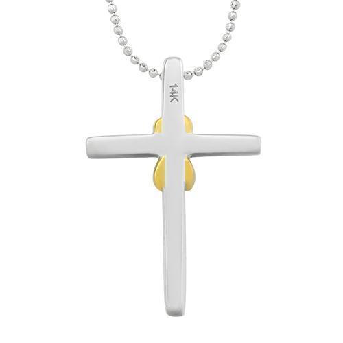 White Diamond Cross Pendant 14k White Gold 0.10 Ctw